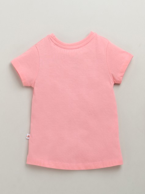 BUMZEE Blue & Pink Girls Half Sleeves Cotton T-Shirts Pack Of 2