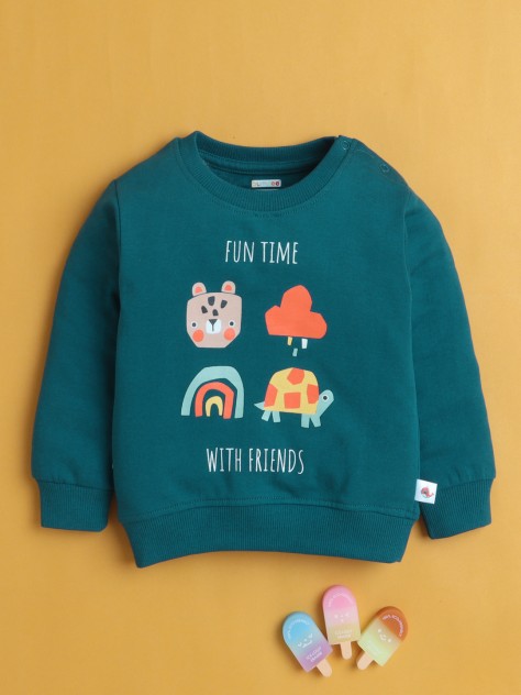 BUMZEE Teal Blue Boys Full Sleeves Cotton Sweatshirt