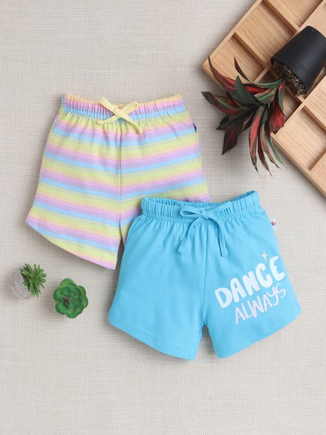 BUMZEE Blue & Multi Girls Shorts Pack Of 2