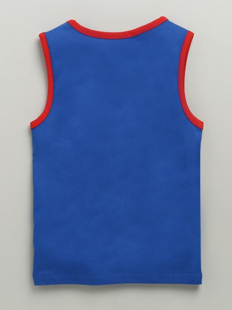 BUMZEE Royal Blue & Orange Boys Sleeveless Cotton T-Shirts Pack Of 2