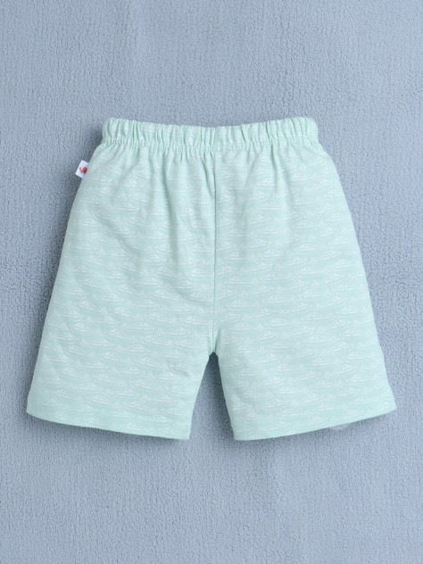 BUMZEE Red & Pista Green Boys Shorts Pack Of 2