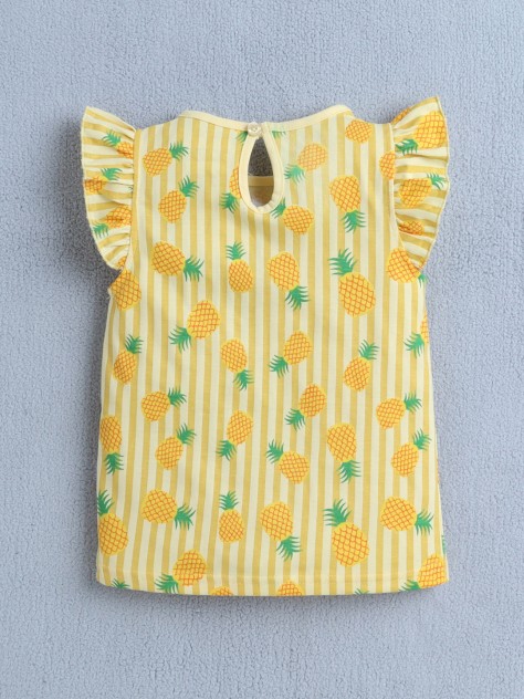 BUMZEE Blue & Yellow Girls Cap Sleeves T-Shirt Pack Of 2