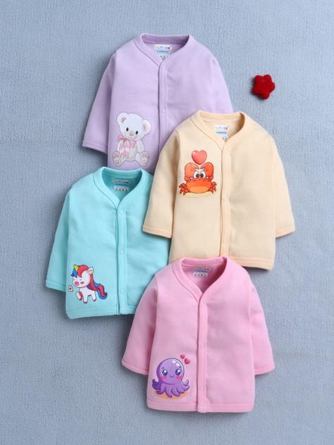 BUMZEE Pink & Lavender Girls Full Sleeves Cotton Jablas Pack Of 4