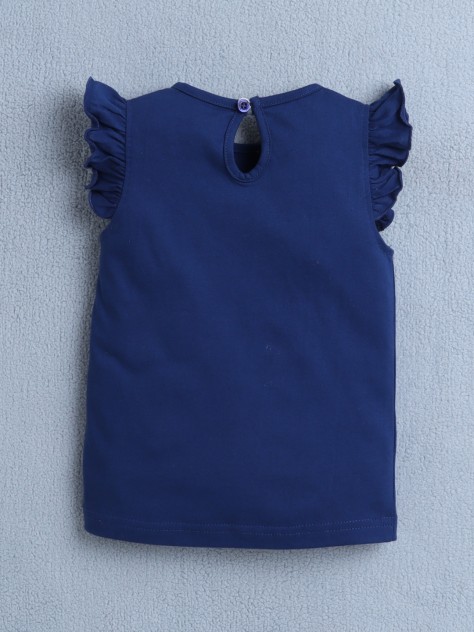 BUMZEE Navy & Pink Girls Sleeveless T-Shirt & Short Set