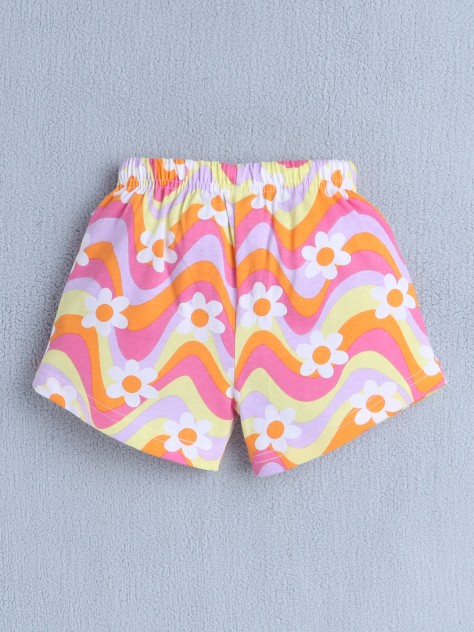 BUMZEE Multi Girls Half Sleeves T-Shirt & Short Set