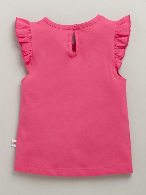 BUMZEE Blue & Pink Girls Cap Sleeves Cotton T-Shirts Pack Of 2