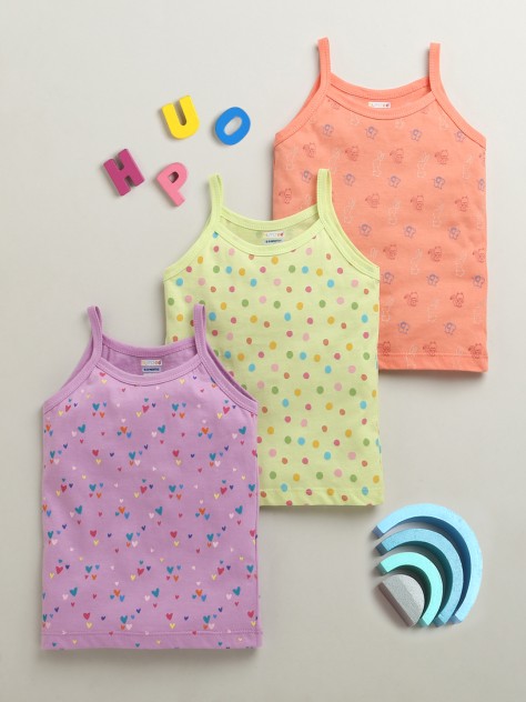BUMZEE Peach & Lavender Girls Cotton Slips Pack of 3
