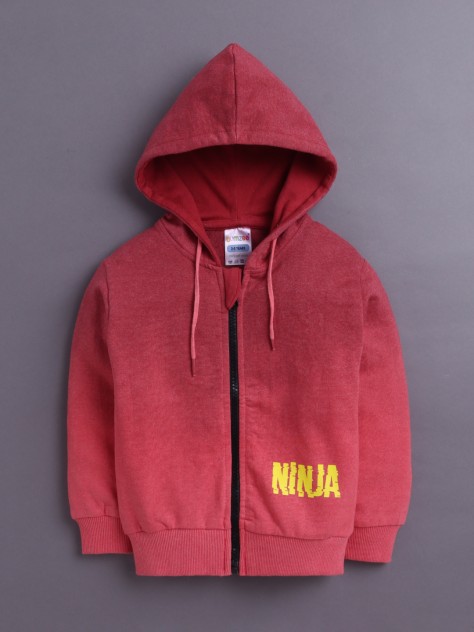 BUMZEE Coral Boys Full Sleeves Cotton Hooded Zipper Sweatshirt