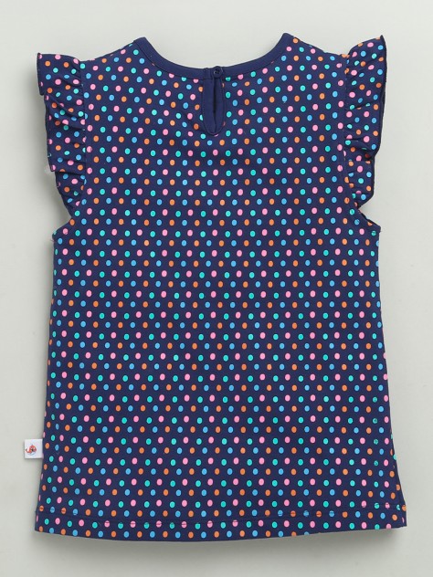 BUMZEE Navy & Pink Girls Cap Sleeves Cotton T-Shirts Pack Of 2