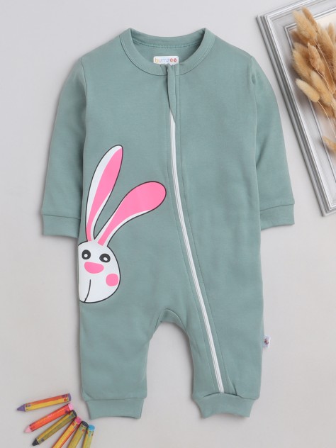 BUMZEE Green Girls Full Sleeves Fashion Trendy Sleepsuit