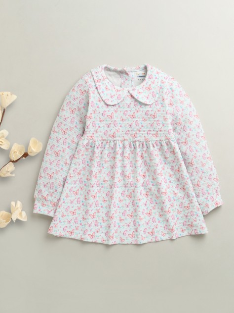 BUMZEE Mint Green Girls Full Sleeves Poly Blend Frock Dress