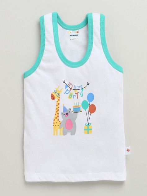 BUMZEE Boys Sleeveless Vest White Pack of 3
