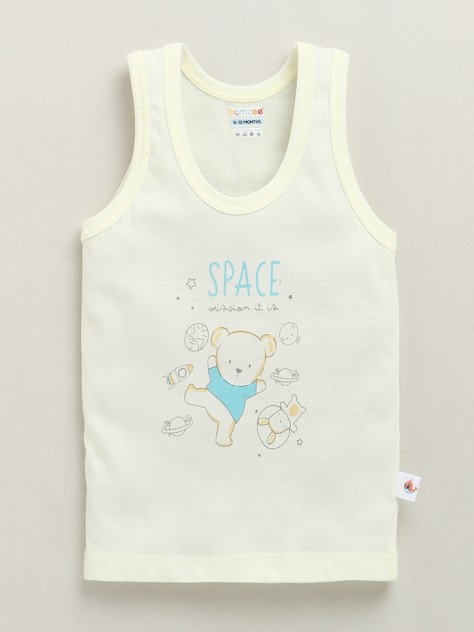 BUMZEE Boys Sleeveless Vest Yellow & Aqua Pack of 3