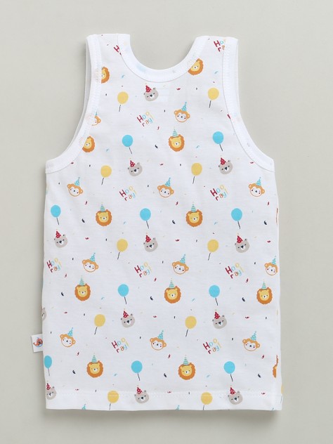 BUMZEE Boys Sleeveless Vest White Pack of 3