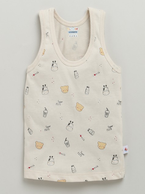 BUMZEE Boys Sleeveless Vest Beige & Sky Blue Pack of 3
