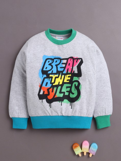 BUMZEE Grey Boys Full Sleeves Cotton Sweatshirt
