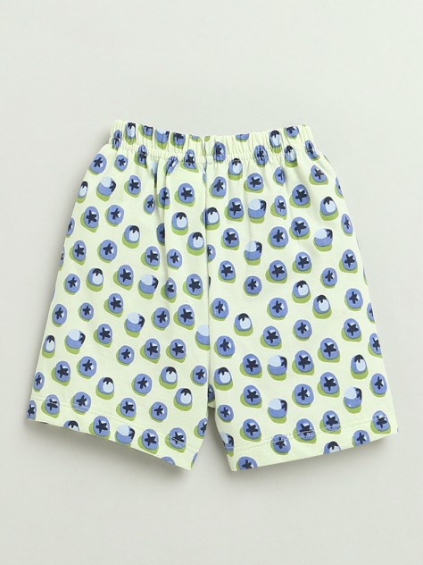 BUMZEE Lime Green Baby Girls Half Sleeves Jabla & Short Set