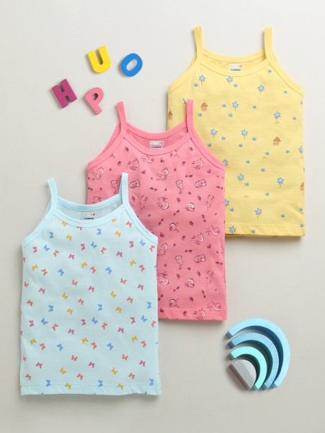 BUMZEE Yellow & Pink Girls Cotton Slips Pack of 3