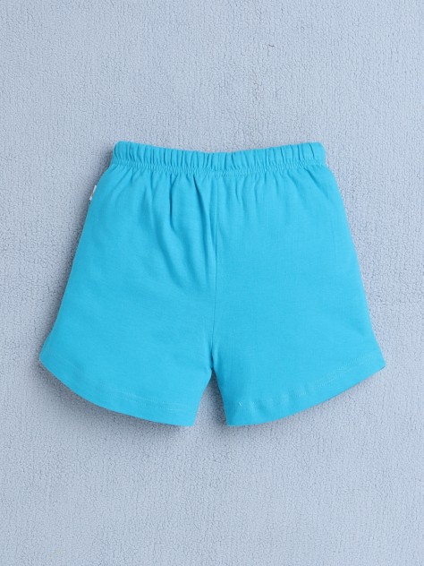 BUMZEE White & Blue Girls Half Sleeves T-Shirt & Short Set