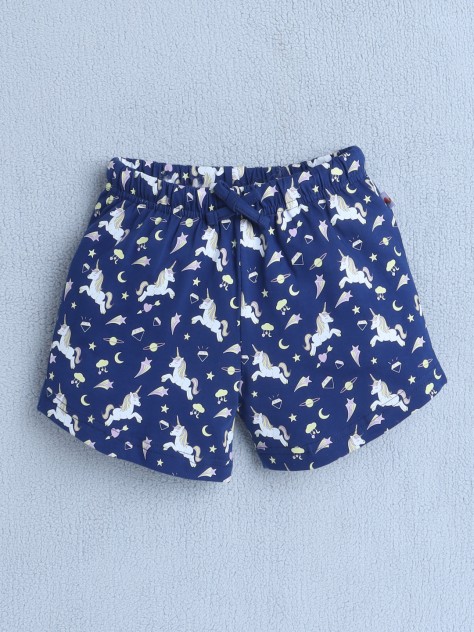 BUMZEE Yellow & Blue Girls Half Sleeves T-Shirt & Short Set