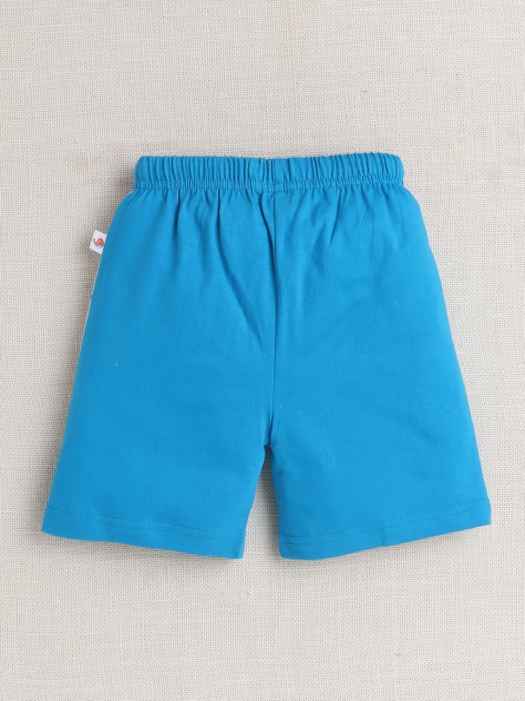 BUMZEE White & Blue Boys Half Sleeves T-Shirt & Short Set