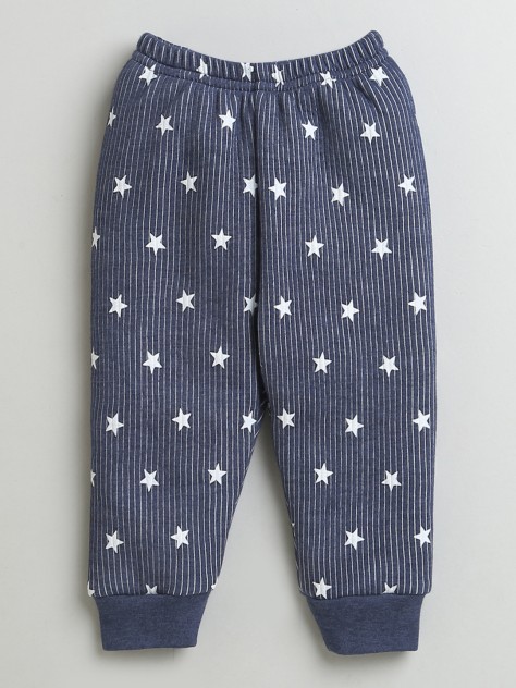 BUMZEE Charcoal Grey Boys Full Sleeves Cotton Thermal Jabla & Jogger Set