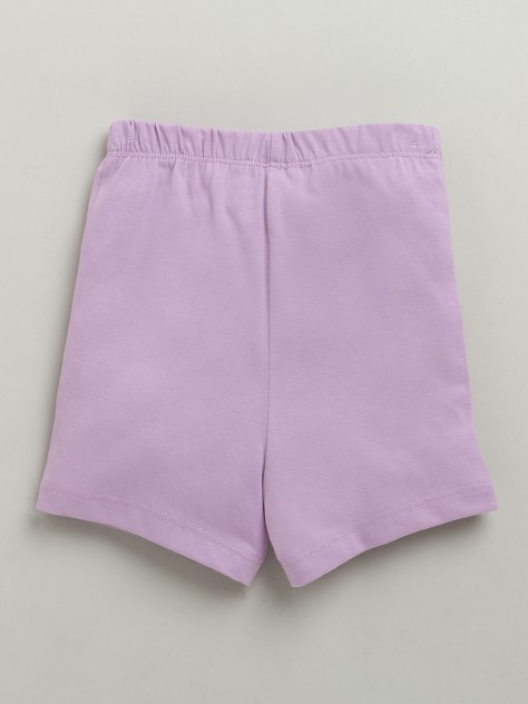 BUMZEE Peach & Lavender Girls Shorts Pack Of 3