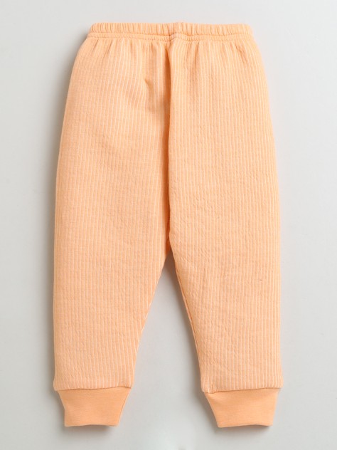 BUMZEE Orange Girls Full Sleeves Cotton Thermal Jabla & Jogger Set