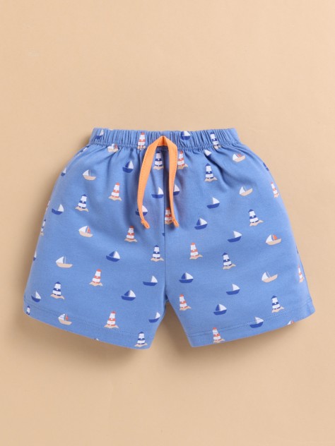BUMZEE Orange & Blue Boys Sleeveless T-Shirt & Short Set