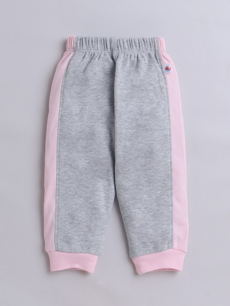 BUMZEE Grey Melange Girls Full Sleeves Cotton Hooded Bodysuit & Jogger Set