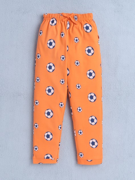 BUMZEE Orange Boys Full Sleeves Cotton Night Suit