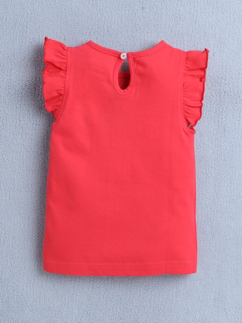 BUMZEE Red & Beige Girls Sleeveless T-Shirt Pack Of 2