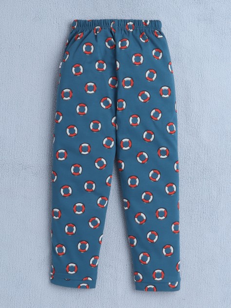 BUMZEE Teal Boys Full Sleeves Cotton Night Suit
