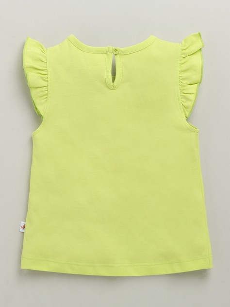 BUMZEE Pink & Lime Green Girls Cap Sleeves Cotton T-Shirts Pack Of 2