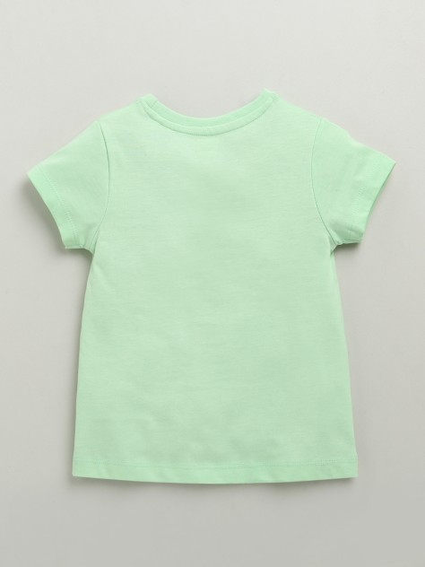 BUMZEE Green & Pink Girls Half Sleeves Cotton T-Shirts Pack Of 2