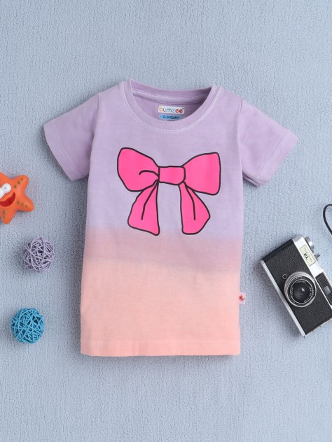 BUMZEE Lavender & Peach Girls Half Sleeves T-Shirt