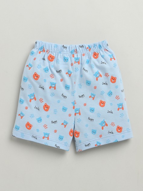 BUMZEE Sky Blue Baby Boys Half Sleeves Jabla & Short Set