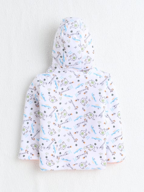 BUMZEE Orange & White Baby Boys Full Sleeves Cotton Reversible Padded Jacket