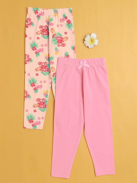BUMZEE Girls Leggings Pink & Peach Pack of 2
