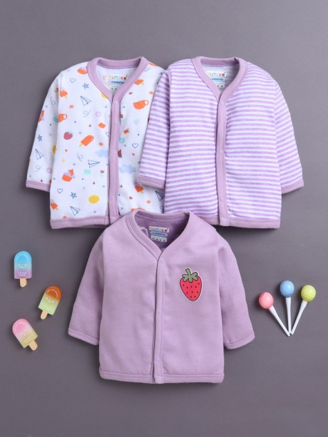 BUMZEE Girls Full Sleeves Jabla Lavender & White Pack of 3