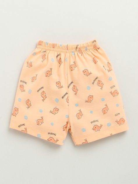 BUMZEE Orange Baby Boys Half Sleeves Jabla & Short Set