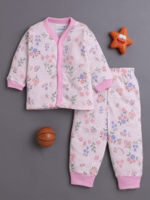 BUMZEE Baby Pink Baby Girls Full Sleeves Jabla & Pyjama Set