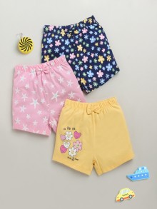BUMZEE Navy & Pink Girls Shorts Pack Of 3