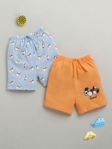 BUMZEE Orange & Sky Blue Boys Shorts Pack Of 2