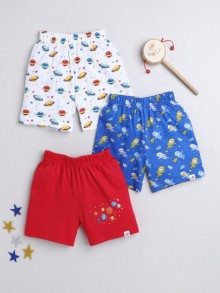 BUMZEE White & Blue Boys Shorts Pack Of 3