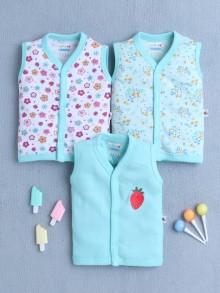 BUMZEE Girls Sleeveless Jabla Mint Green & White Pack of 3