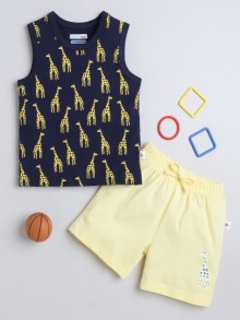 BUMZEE Navy & Yellow Boys Sleeveless T-Shirt & Short Set