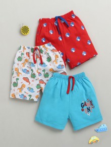 BUMZEE Blue & Red Boys Shorts Pack Of 2