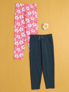 BUMZEE Girls Leggings Navy & Pink Pack of 2