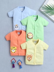 BUMZEE Boys Half Sleeves Jabla Orange & Green Pack of 4